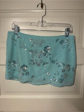Edikted Blue Beaded Mini Skirt
